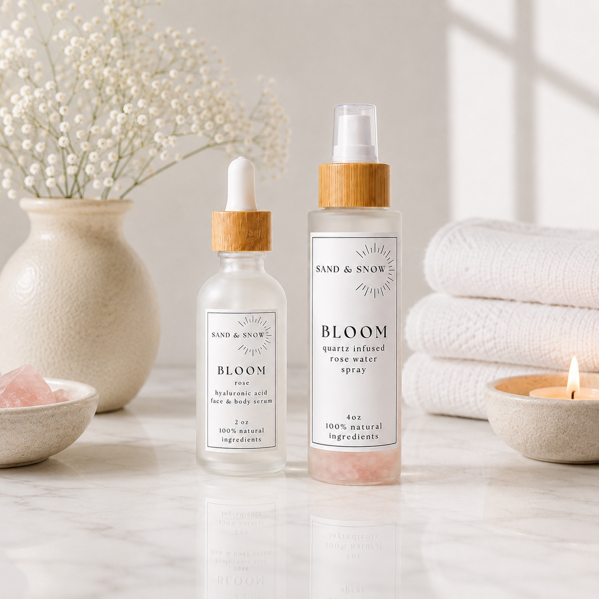 Bloom | 2oz | Organic Rose Hyaluronic Acid Face and Body Serum